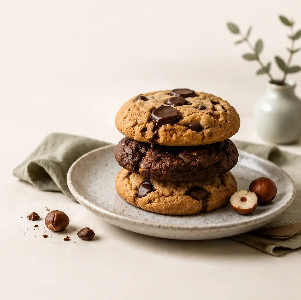 A stack of premium Noisette cookies and brownies