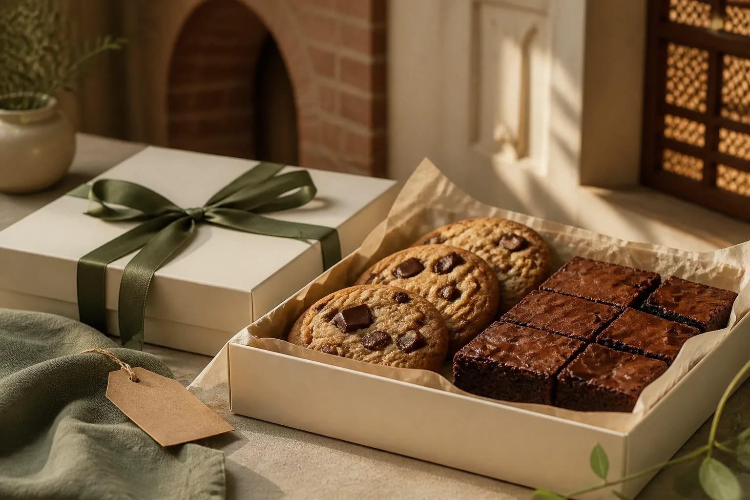 Carefully packed Noisette cookies and brownies in a warm Rawalpindi delivery setting
